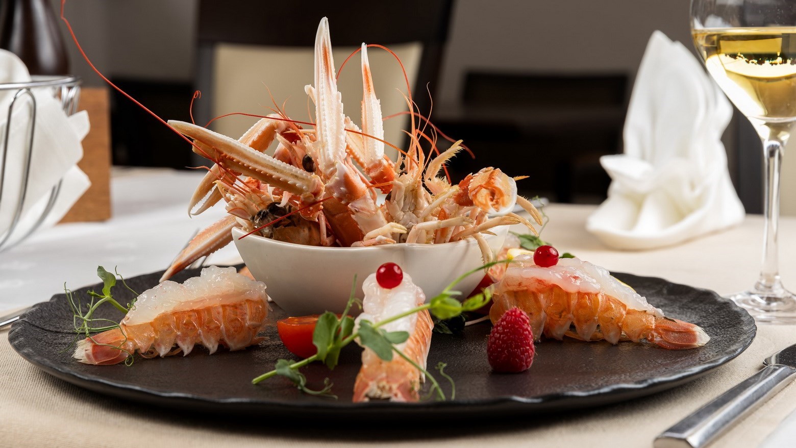 Kvarner scampi — fine dining at Restaurant Alfred Keller